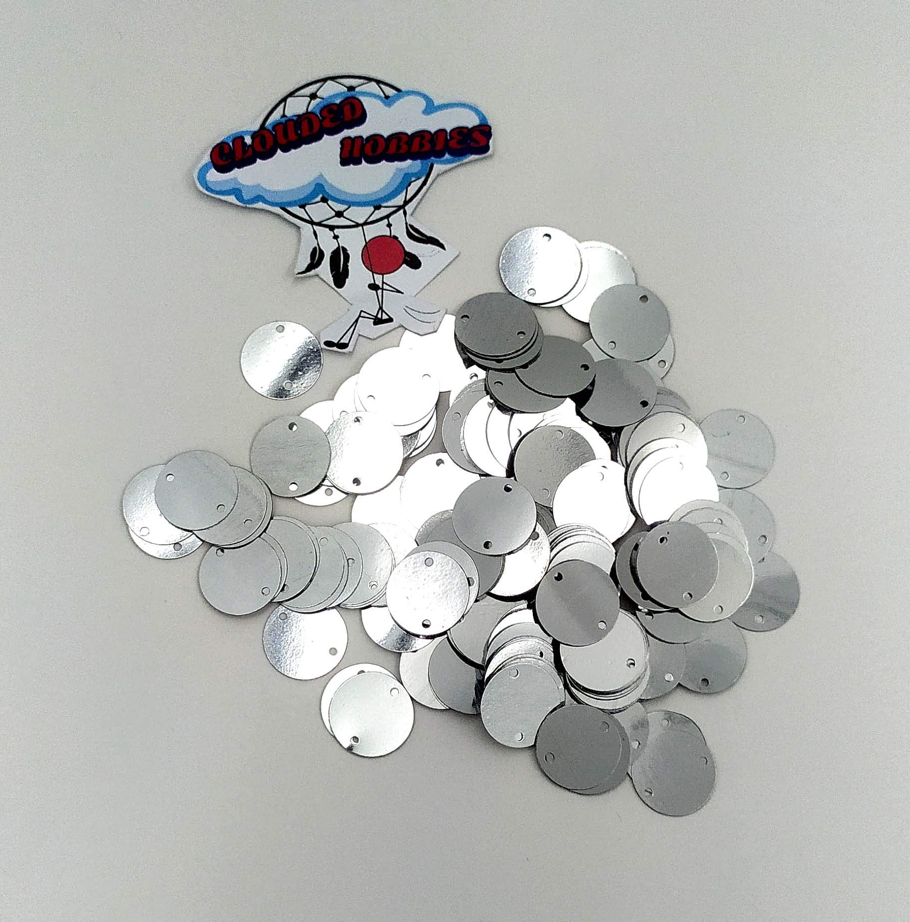 Round Multicolour Sequines for Craft , DÉCOR & Embroidery (Silver)