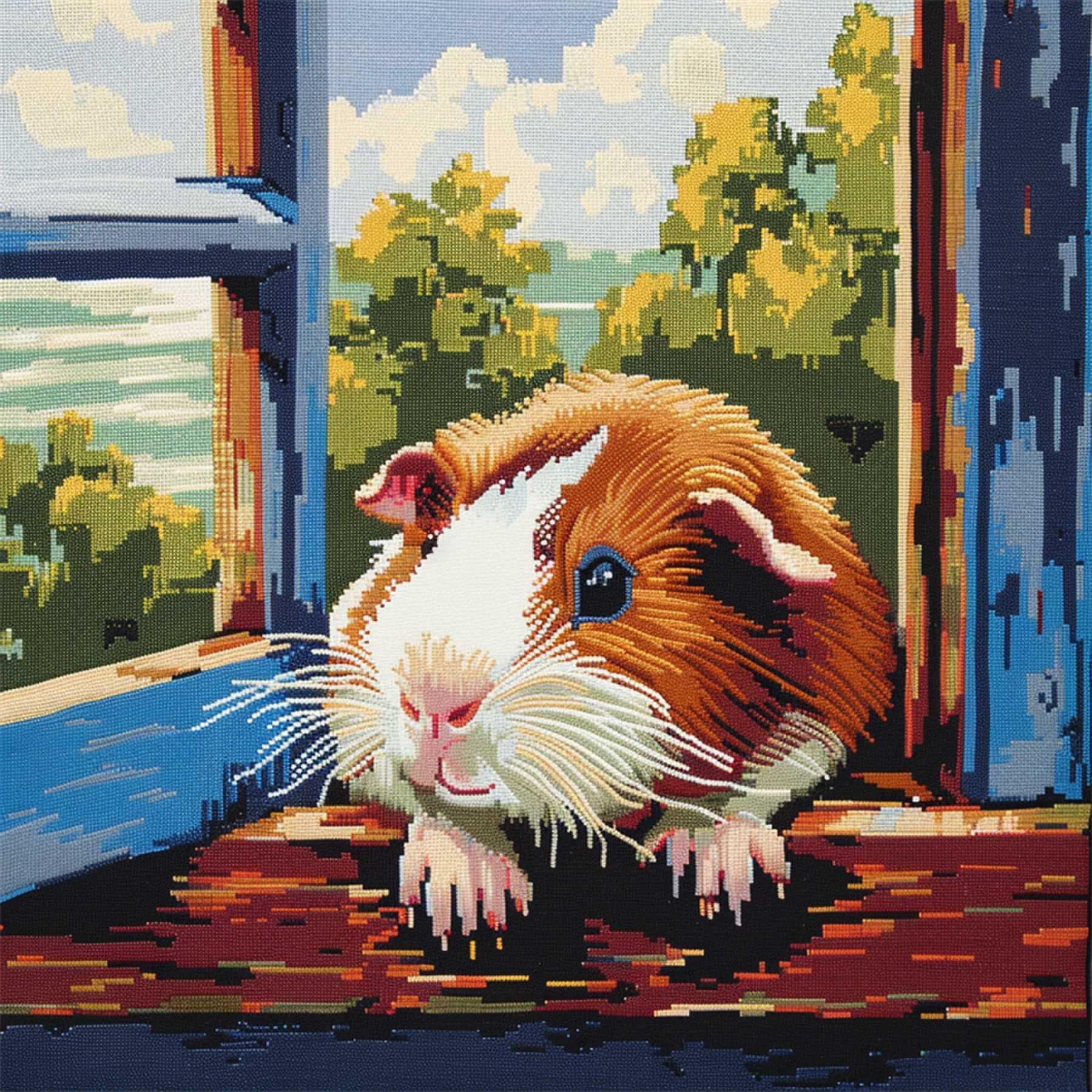 WallustrioaW Latch Hook Cushion Kits for Adults,Animal Guinea Pig