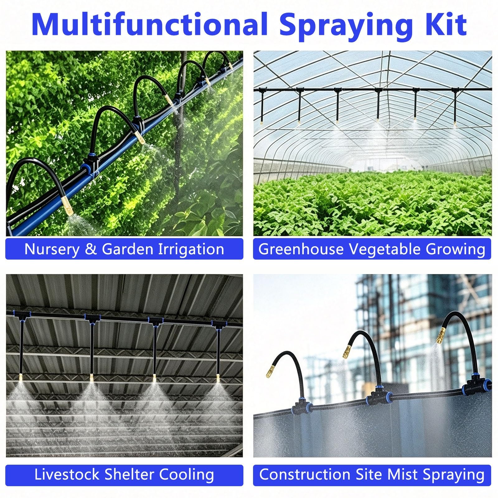 Sistema Di Nebulizzazione Per Serre, Kit Irrigazione Giardino | Irrigazione delle piante, umidificazione, coltivazione di ortaggi, vivai, raffrescamento delle colture(394inch/10m/32.8ft)