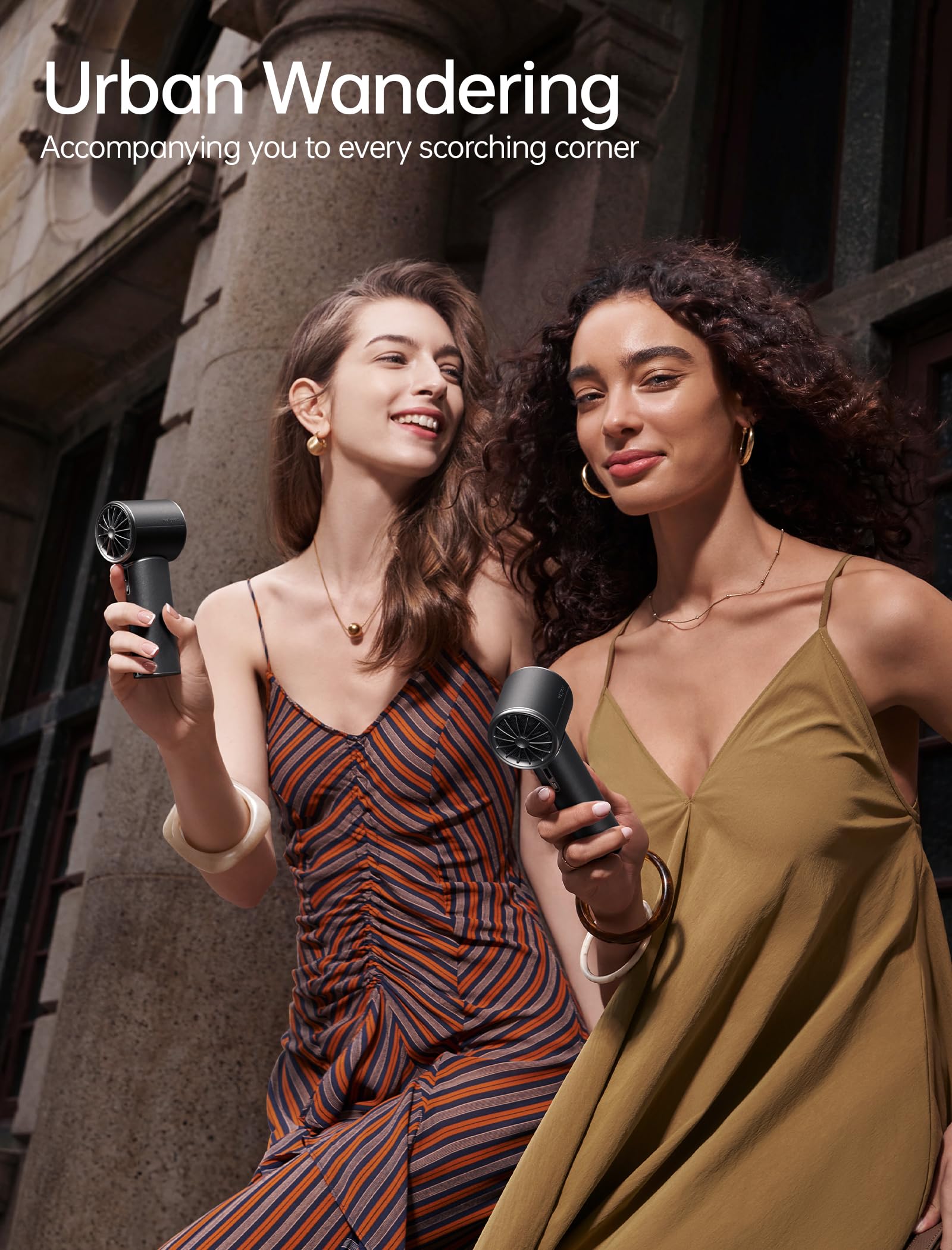 JISULIFE Ventola portatile Pro1 Mini – Utilità raffinata: pelle PU Elite, potenza di raffreddamento 30 ore, capsula aromatica, precisione 100 velocità, ventilatore portatile per viaggi, all'aperto