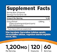 Vista 2 de Nutricost Cissus Quadrangularis (1200 mg) 120 cápsulas - 60 porciones, sin gluten, sin OMG y apto para vegetarianos