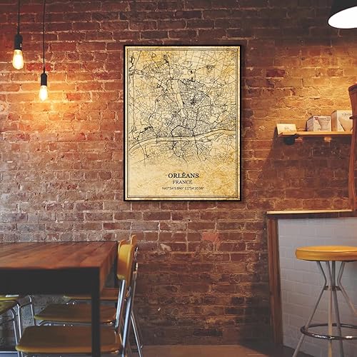 Miniatura 2 de TANOKCRS Orléans - Póster de mapa vintage de Francia, arte de pared, diseño de mapa de carretera de la ciudad, regalo de recuerdo de viaje