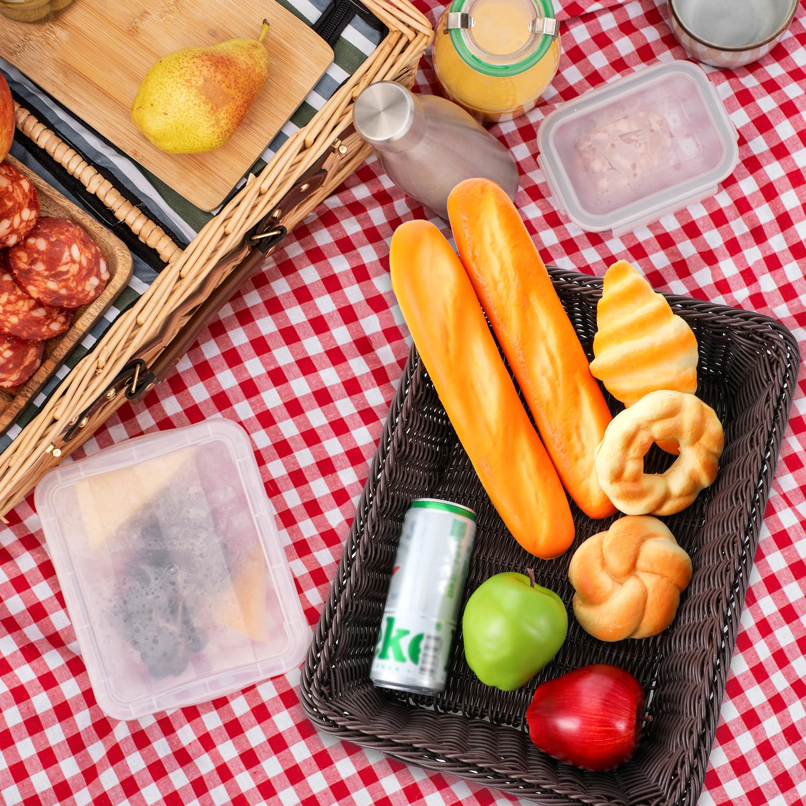 3 cestas de mimbre de 16 pulgadas, cesta tejida para servir, cesta de servir alimentos de mesa para restaurante, panadería, fiesta familiar, servicio de hotel, frutas, verduras y aperitivos