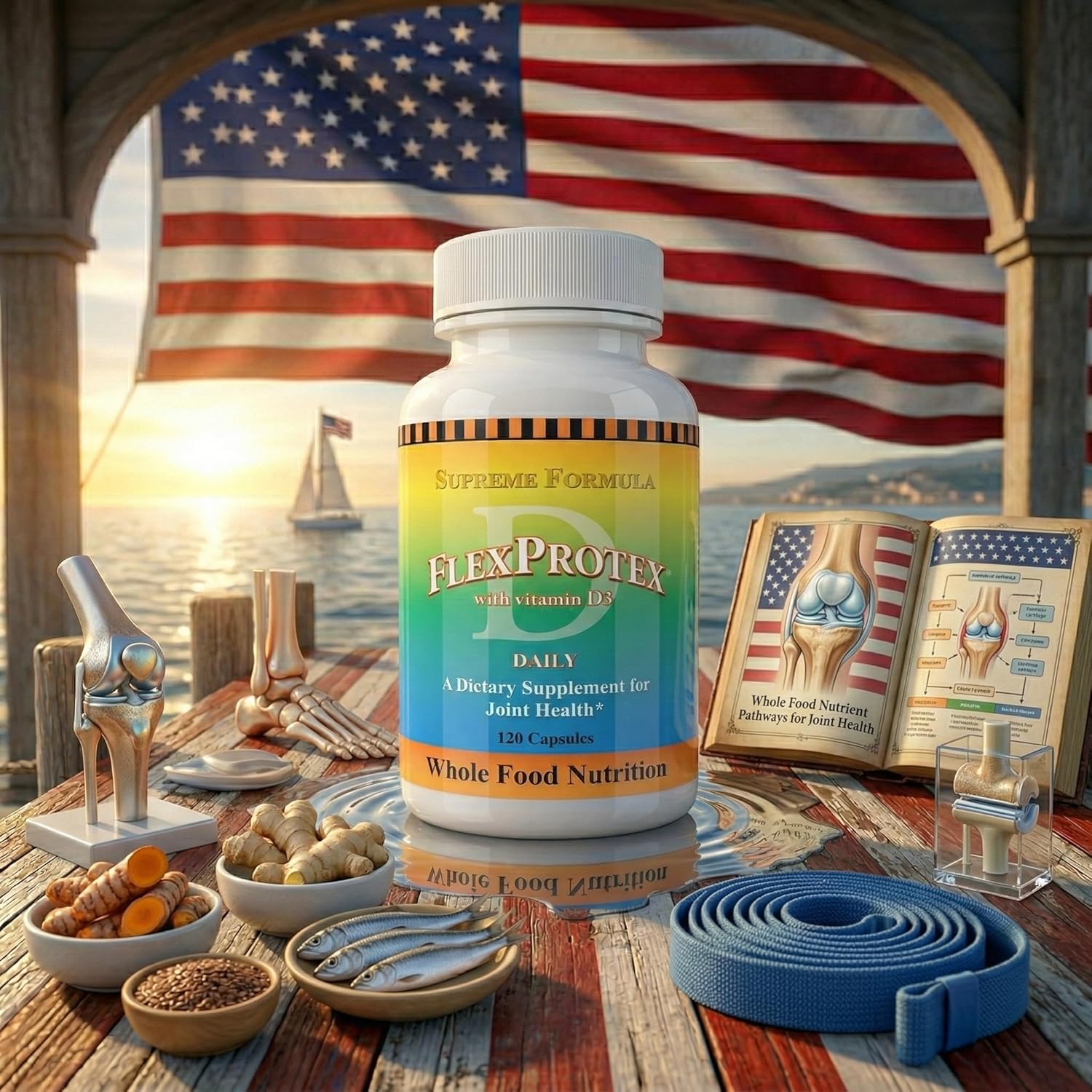 Daily Health, Flexprotex D Joint Muscle Bone Support Supplement Turmeric Glucosamine Chondroitin Ashwaghanda Bromelain Yucca 12 btl 1,440 Capsules