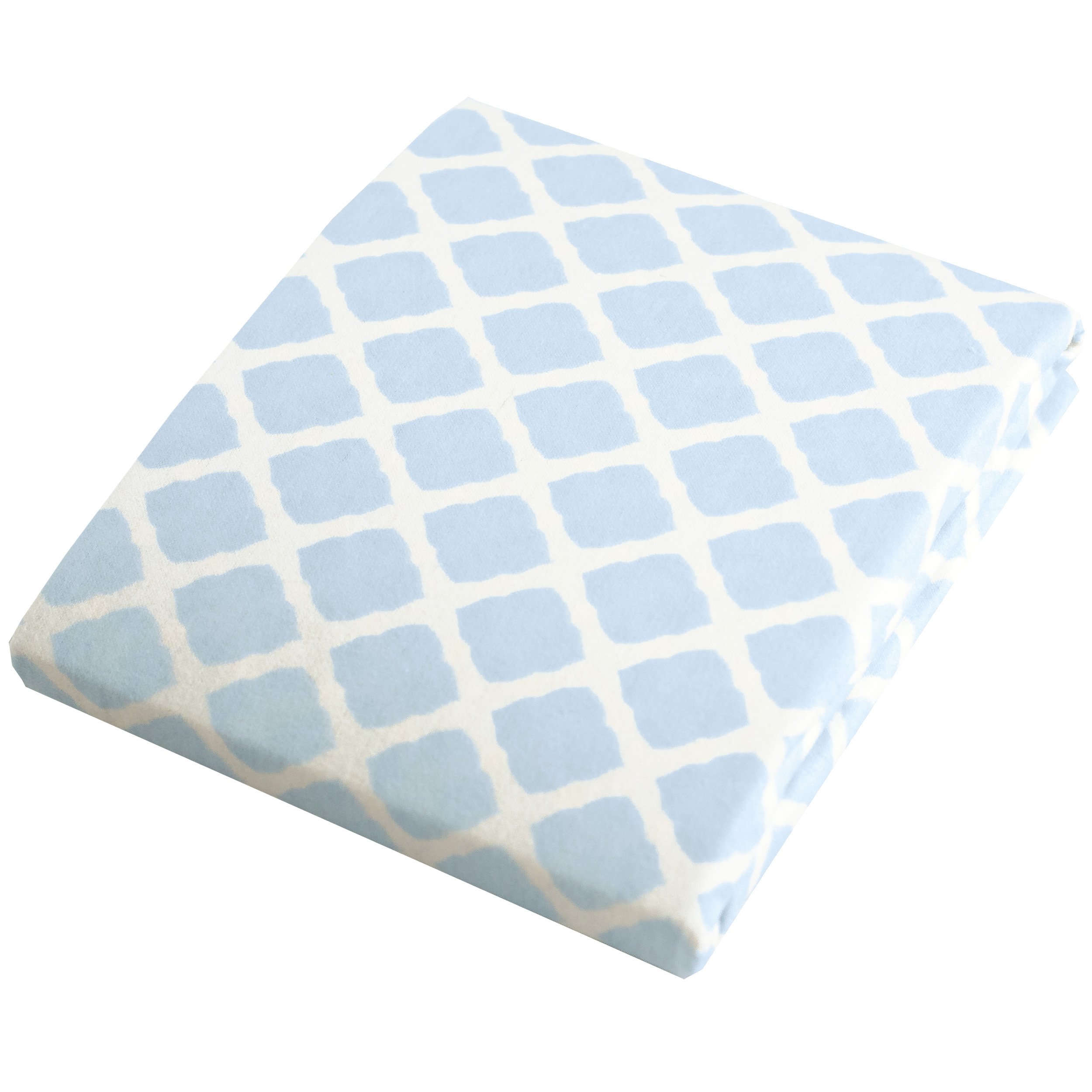 Kushies Pack N Play Playard Sheet, Soft 100% Breathable Cotton Flannel, Made in Canada, Blue Lattice