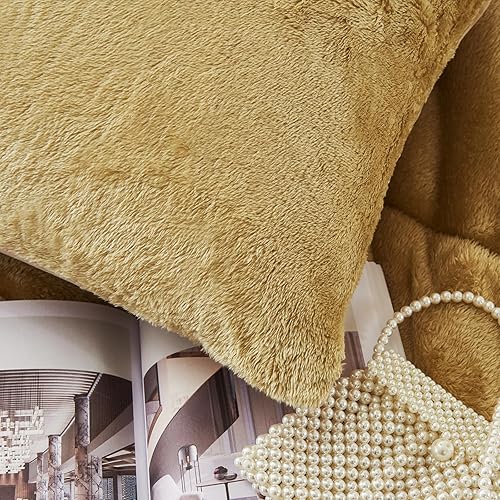 Miniatura 4 de YIYEA Juego de 2 fundas de almohada de piel sintética tamaño Queen, ultra suaves y esponjosas, lujosas y acogedoras fundas de almohada con cierre de