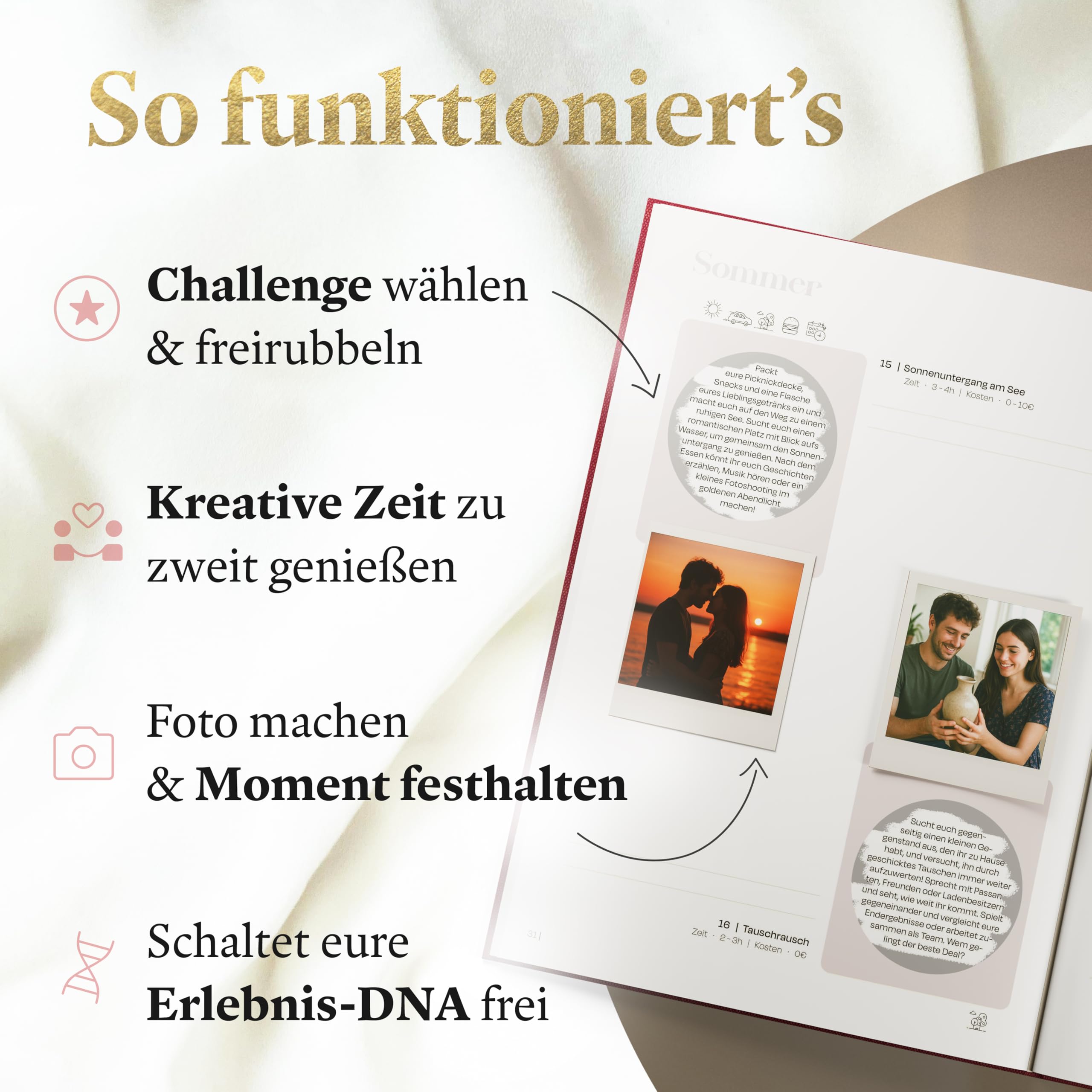 Date Challenge Buch für Paare “Zeit für Abenteuer” | Paar-Geschenk für ihn & sie | ABC Date Buch mit 40 kreativen Date Ideen für Paare | Romantische Geschenkidee zum Jahrestag