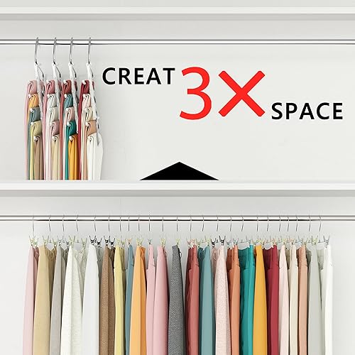 Miniatura 2 de SUOCO Paquete de 4 perchas para pantalones que ahorran espacio, perchero multifuncional, organizadores de armario y almacenamiento para pantalones,