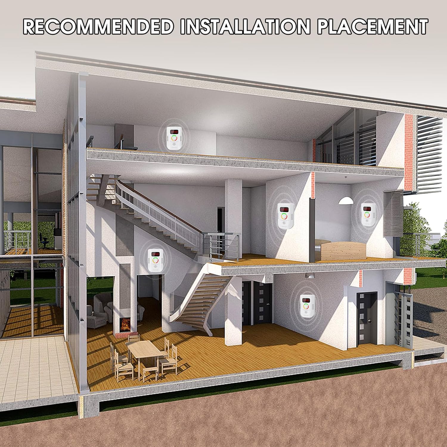 Carbon Monoxide Detectors Plug in, Portable CO Detector with LED Digital Display, Carbon Monoxide Alarm with Audible and Visual Alarm & Test Mute Button, CO Alarms Monitor for Home/Kitchen/Hotel - Image 5