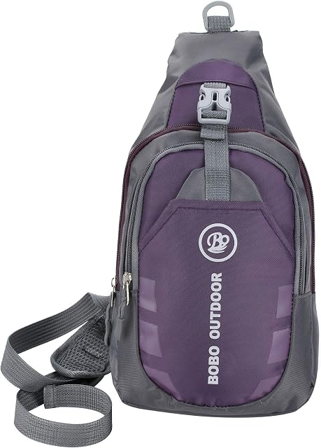 MorNon Men Chest Sling Packs Shoulder Cross Body Bag Nylon Casual Sling Shoulder Bag Sport Outdoor Travel Backpack Multipurpose Fanny Pack Anti Theft Chest Pack,Grey+Purple