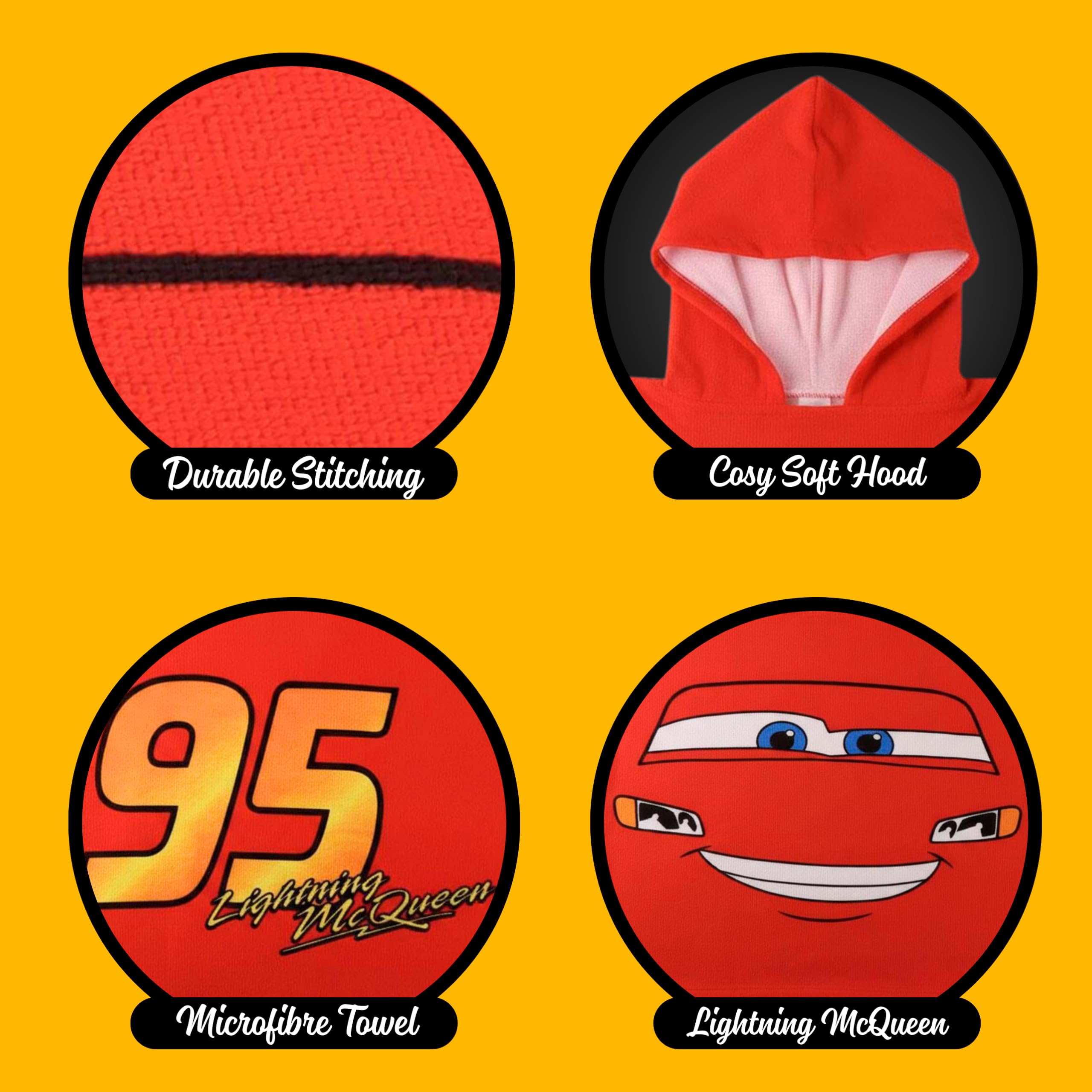 Disney Pixar Cars Poncho da Bambino, Telo Mare, Asciugamano da Bagno con Cappuccio, Asciugamano da Nuoto per Ragazzi