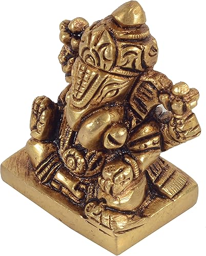 Miniatura 5 de Bharat Haat Dagdu Ganesh Idol Art Murti Home Office Temple Mandir Pooja Puja Room Handicraft Brings Prosperity | Amarillo - 1.2 x 1 x 1.7 pulgadas