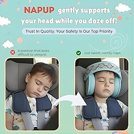 NAPUP Adjustable Carseat Head Support for Sleeping Kids & Toddlers - Safe, Comfortable & Breathable (Light Blue)