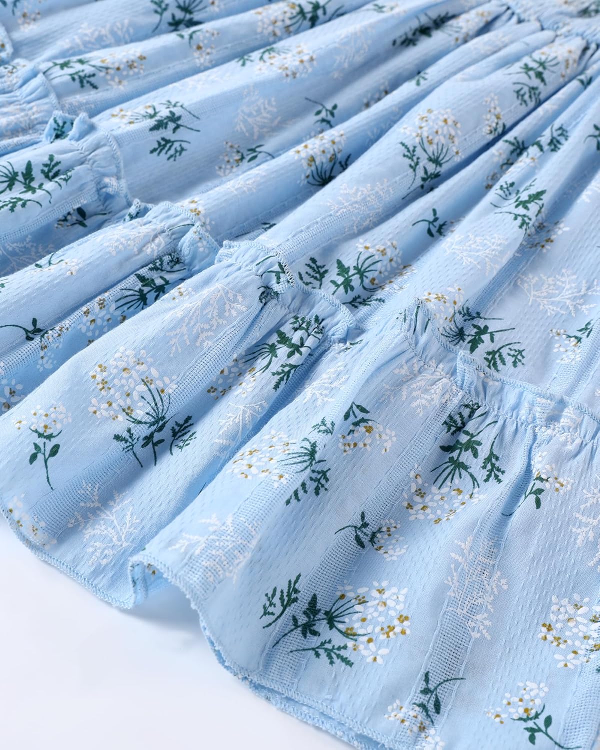 YALLET Casual Girls Dresses Puff Sleeve Floral Print Smocked Toddler Dress with Back Adjustment Rope for Daily Play Holidays - Image 7