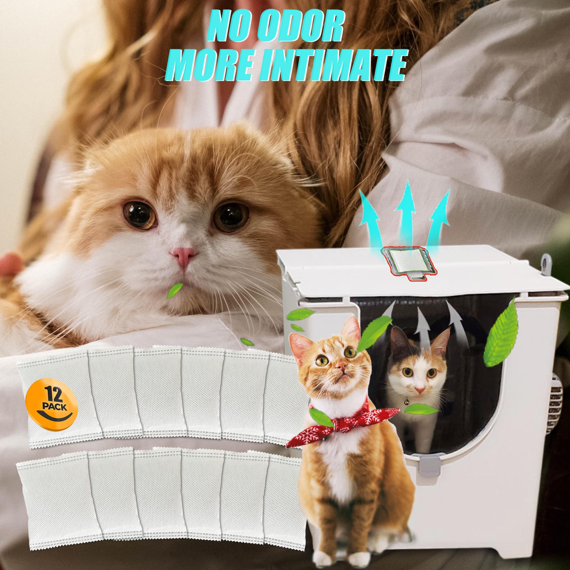 12 Pack Replacement Charcoal Filters for Modkat Flip Cat Litter Box, Activated Carbon Air Purifier Refills Compatible with Modkat Flip Cat Litter Box - image 7