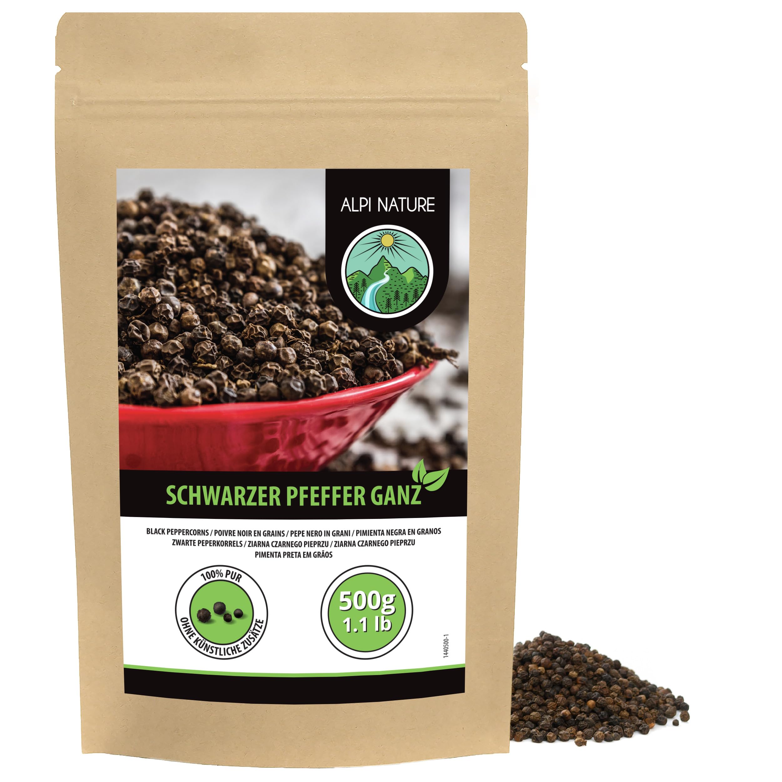 Alpi Nature Pimienta Negra en Grano 250g, Granos de Pimienta Negra Enteros para Cocinar — view 10