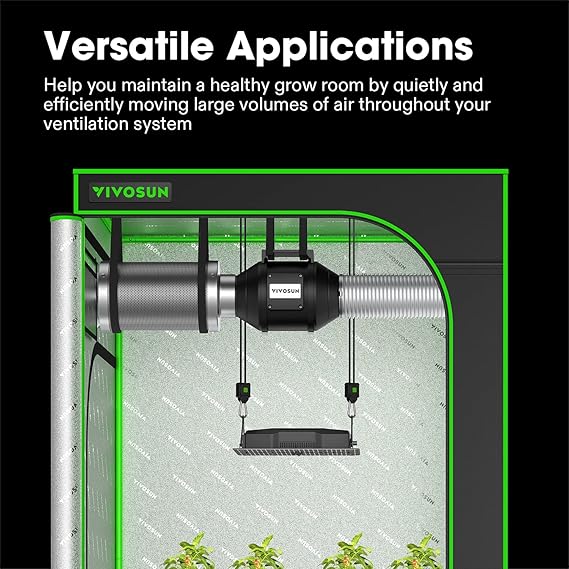 VIVOSUN R4 4 Inline Duct Ventilation Fan & Speed Controller, Workshop 190 CFM Fan for HVAC, Vent Booster Fan for Grow Tents, Basements, Bathrooms, Kitchens, Attics and 3D Printer