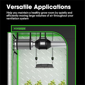 VIVOSUN R4 4 Inline Duct Ventilation Fan & Speed Controller, Workshop 190 CFM Fan for HVAC, Vent Booster Fan for Grow Tents, Basements, Bathrooms, Kitchens, Attics and 3D Printer