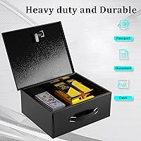 Vista 5 de Dalmbox Portable Metal Safe Box with Dual Combination and Key Lock - Fire Resistant Storage for Documents, Car, Home and Outside - X Large 13.2"x