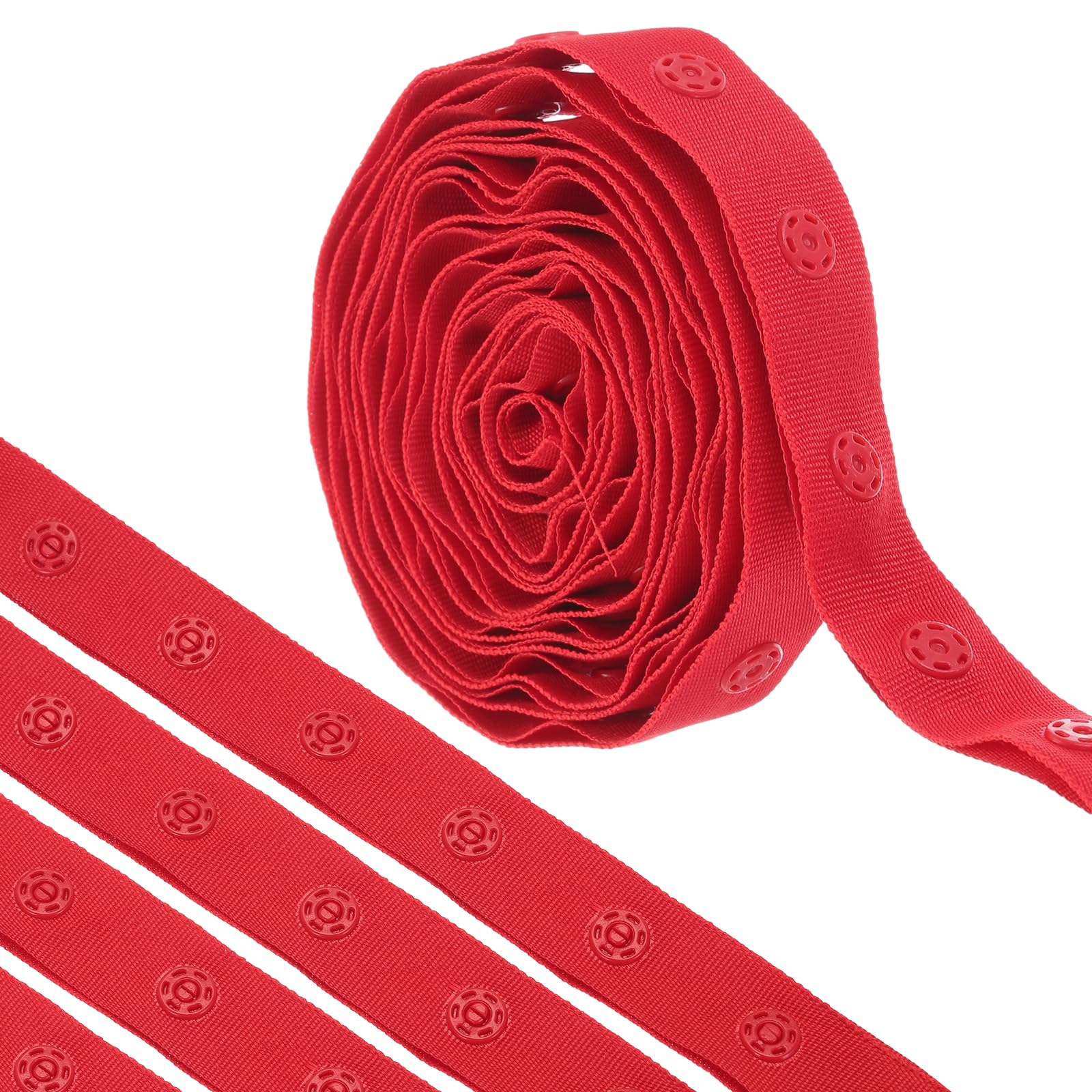 sourcing map 2 Yard Snap Button Tape for Sewing, Cotton Snap Button Trim Fastener Buckles Tape for Clothes Fabric DIY Craft, Red