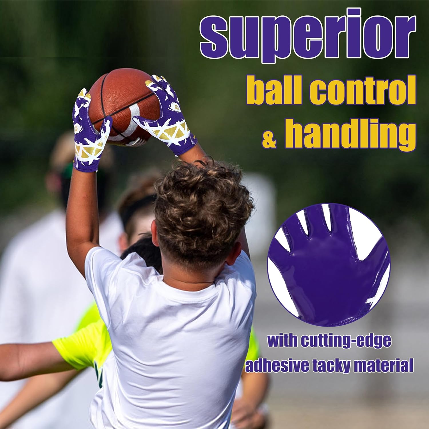 Youth Football Gloves Kids Receiver Gloves Sticky Football Gloves for Boys Girls - Image 5