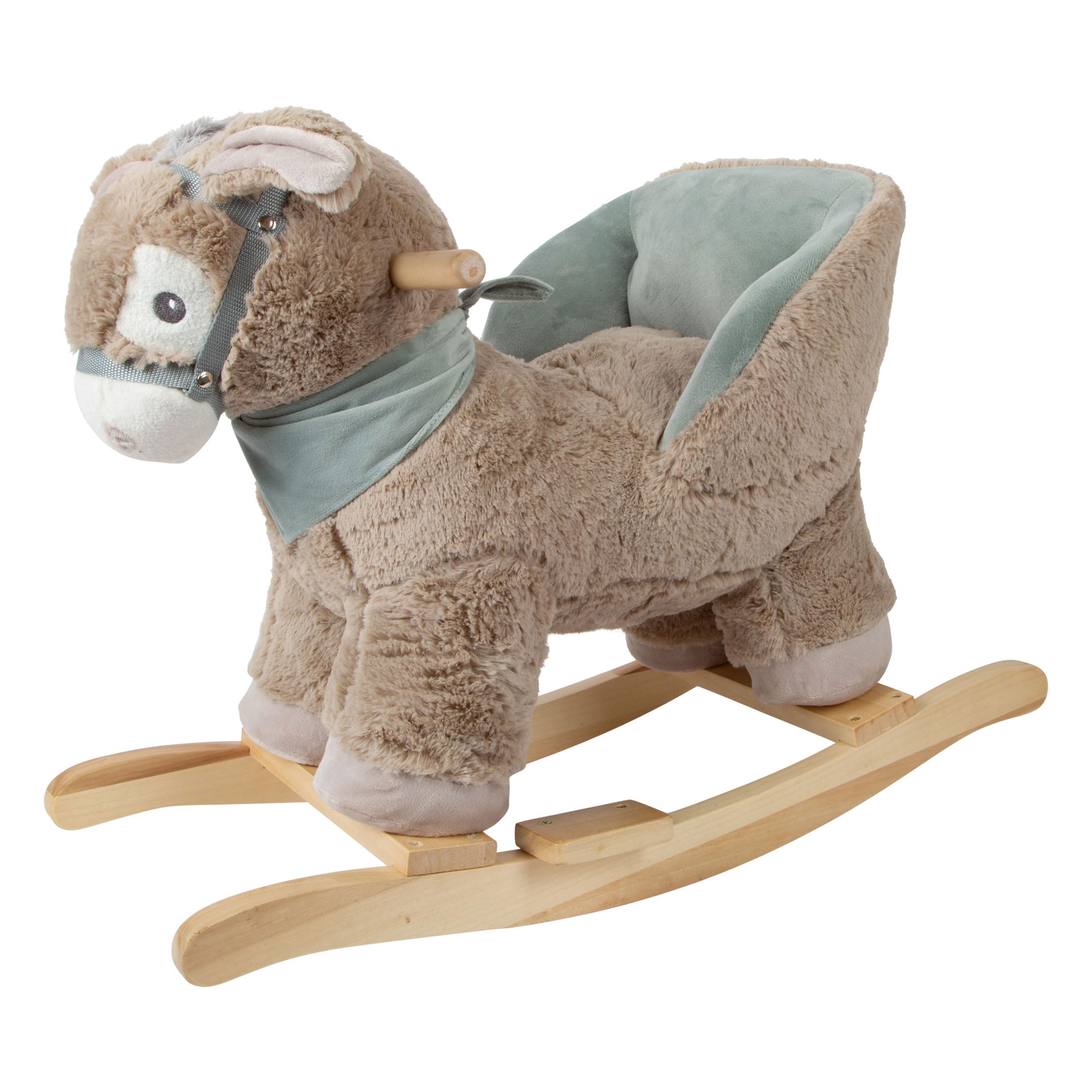 small foot 12210 Asino a Dondolo con Sedile, impugnature e Cavezza, in Peluche e Legno, a Partire dai 12 Mesi