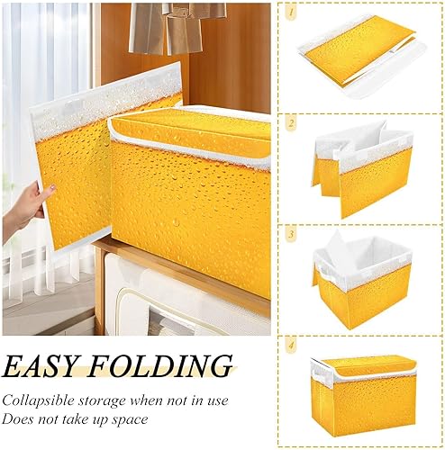 Miniatura 4 de GAIGEO Organizador de armario con textura de vidrio fresco rocío de cerveza, contenedores de armario apilables, almacenamiento de armario