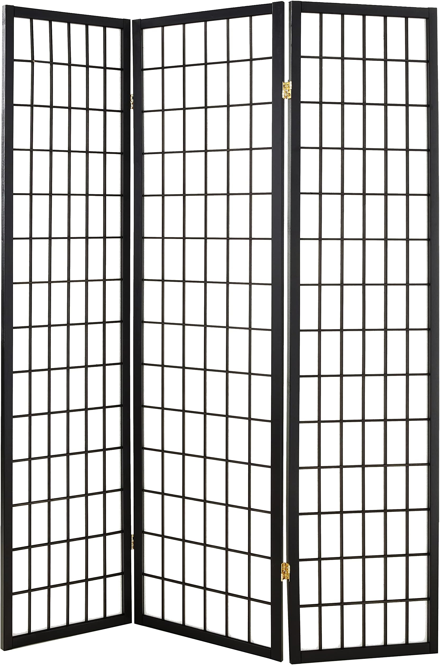 ORE International 3-Panel Room Divider, Black, 70" x 6" x 50"