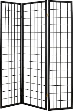 ORE International 3-Panel Room Divider, Black, 70" x 6" x 50"