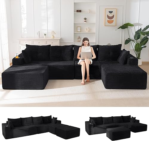 Miniatura 35 de MAXYOYO Sofá modular de 104 pulgadas con diván en forma de L, moderno sofá deshuesado para sala de estar, sofá en una caja, sofá cama de gran tamaño