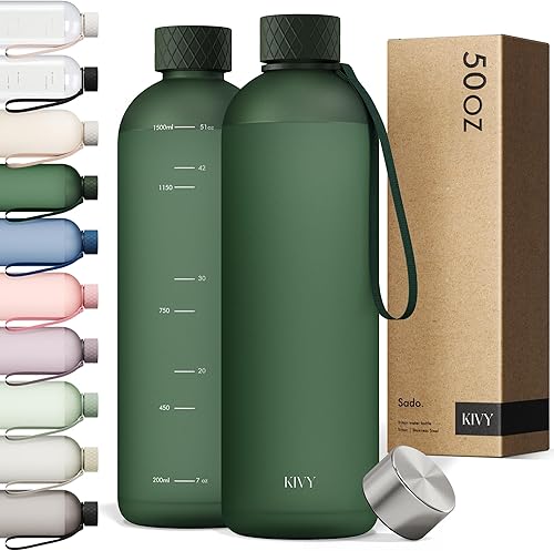 Miniatura 30 de KIVY Botella de agua grande de 50 onzas [ligera e inastillable] Se adapta a mochila y portavasos para viajes, deportes, escuela, botella de agua