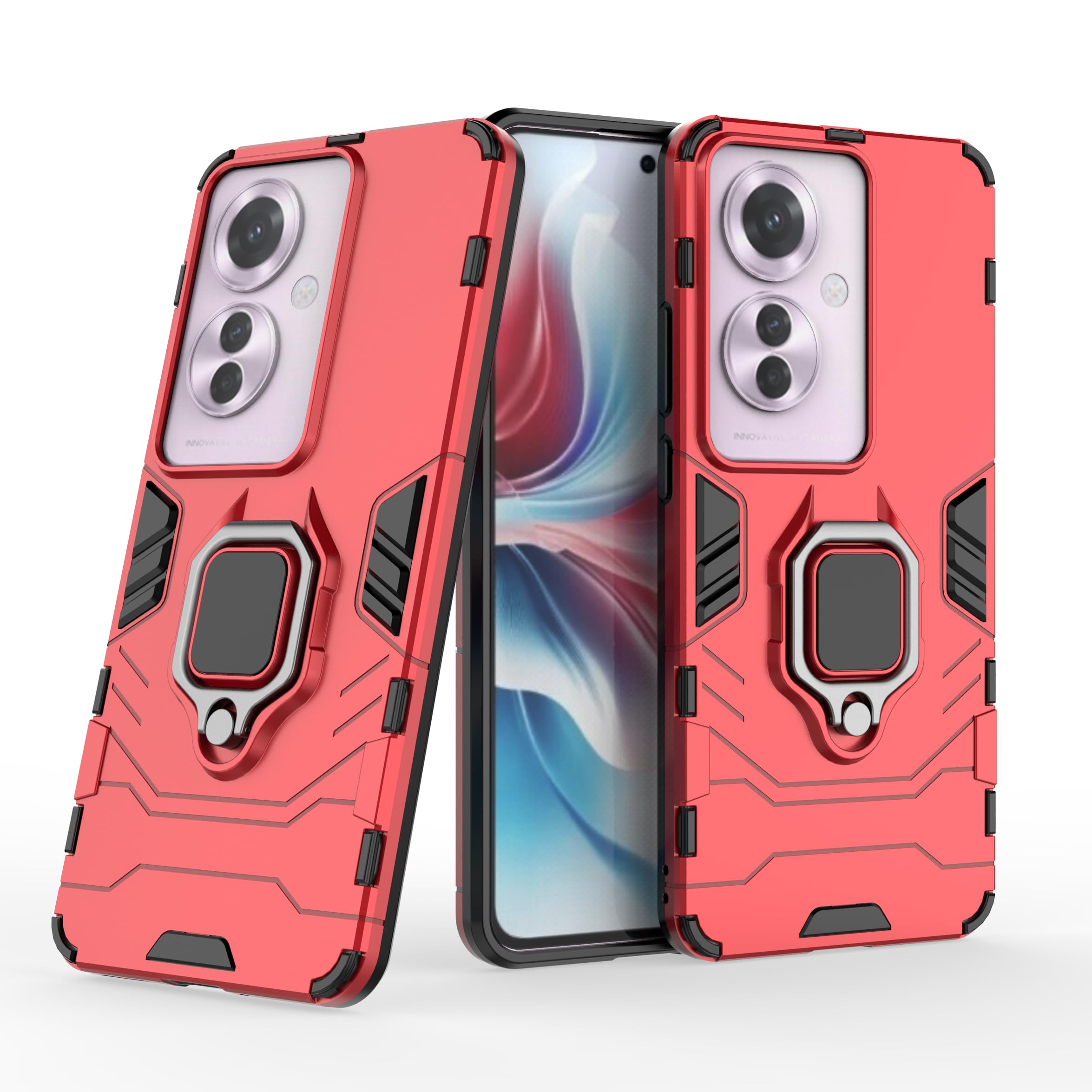 Custodia LIUZIHAN Per Oppo Reno 11F 5G – Cover Antiurdo Con Supporto Integrato, Morbida TPU E Rigida PC, Protezione 360°, Nero - 3