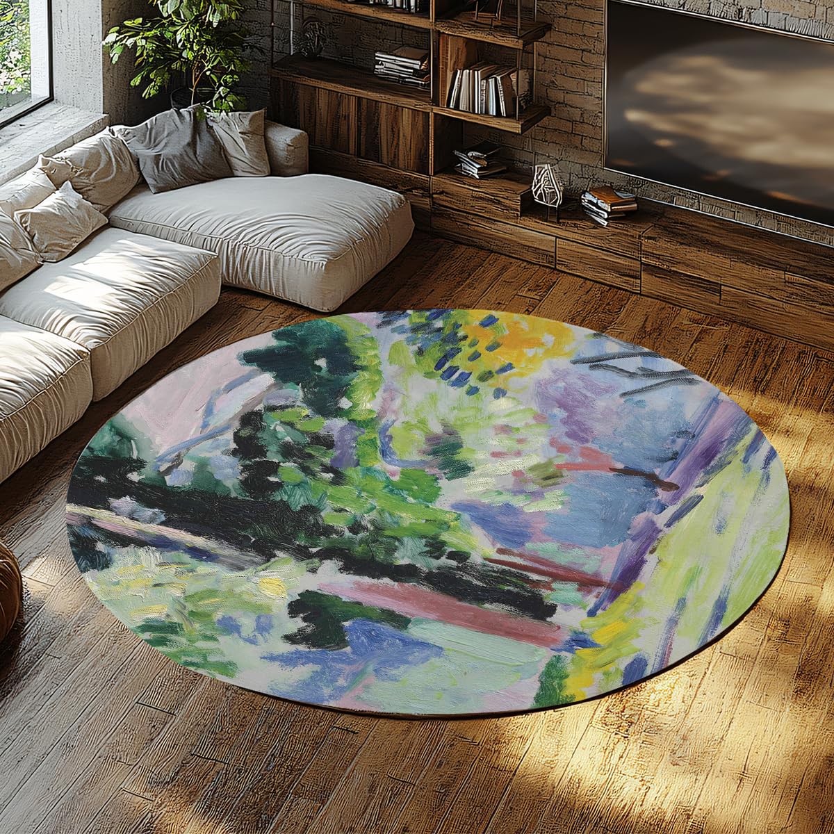 Tapis de sol de bureau de créateur pastel pinède style loft épuré