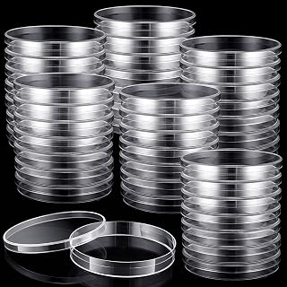 Kingdder 200 Pack Sterile 90mm Petri Dishes with Lids - Clear Thick Plastic Lab Dishes for Cell Culture, Science Experiments & Mycology