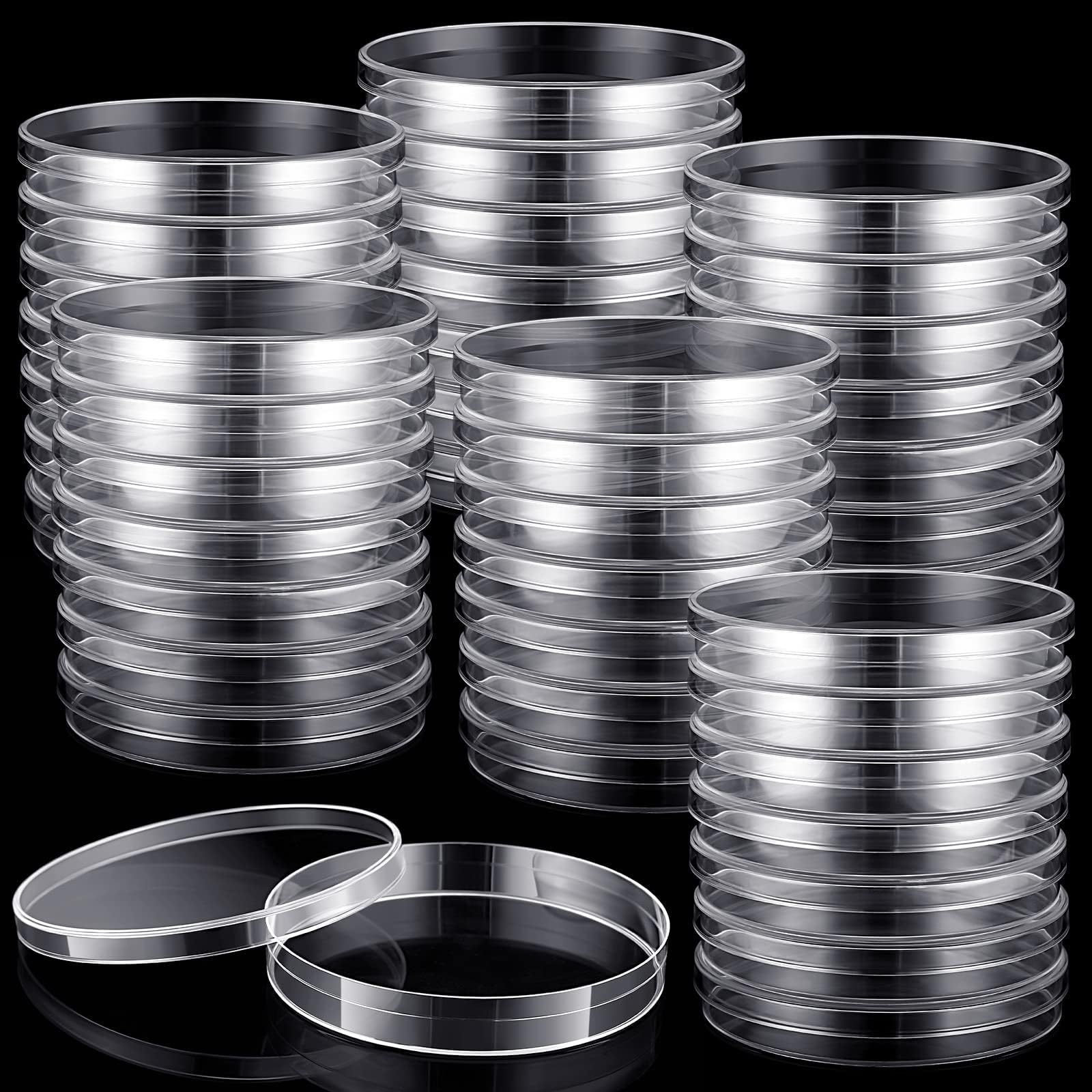 - 200 Pack 90mm Petri Dishes Sterile Plastic Bulk with Lids Deep Clear Thick Science Lab Cell Culture Agar Dish for Lab Jelly Science Party Project Experiment Analysis Equipment Projects Supplies