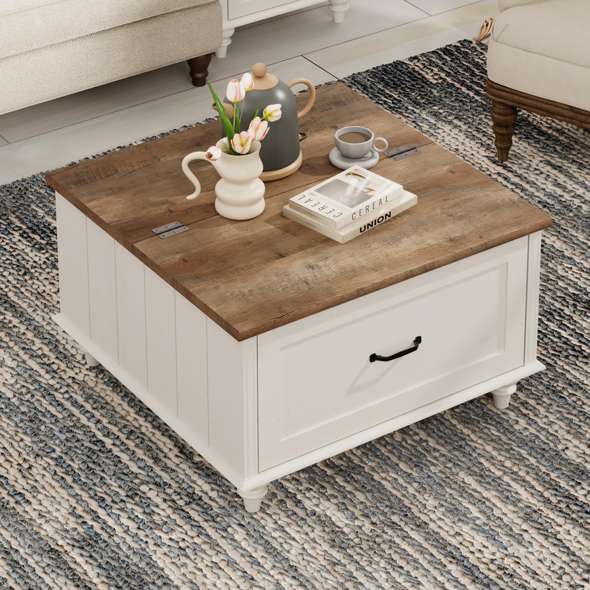 Amazon.com: WAMPAT White Coffee Table with Lift Top & Drawer