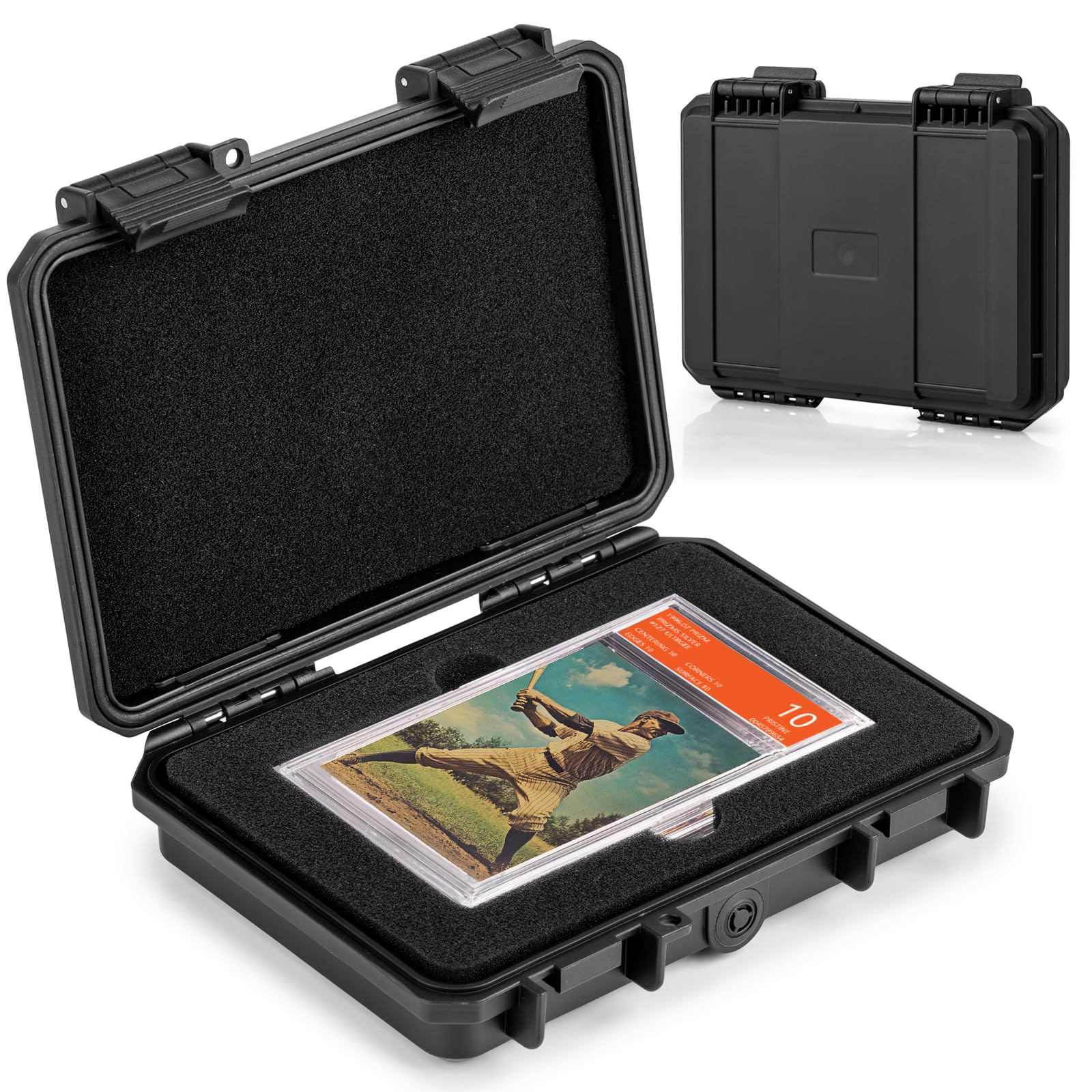 Bheddi Graded Card Storage Box - Sports Trading Card Slab Case Compatible with PSA Magnetic Card Holder, Waterproof Boxes - 1 Custom Graded Cards Case Compartments, Hold up to 3 Graded Cards