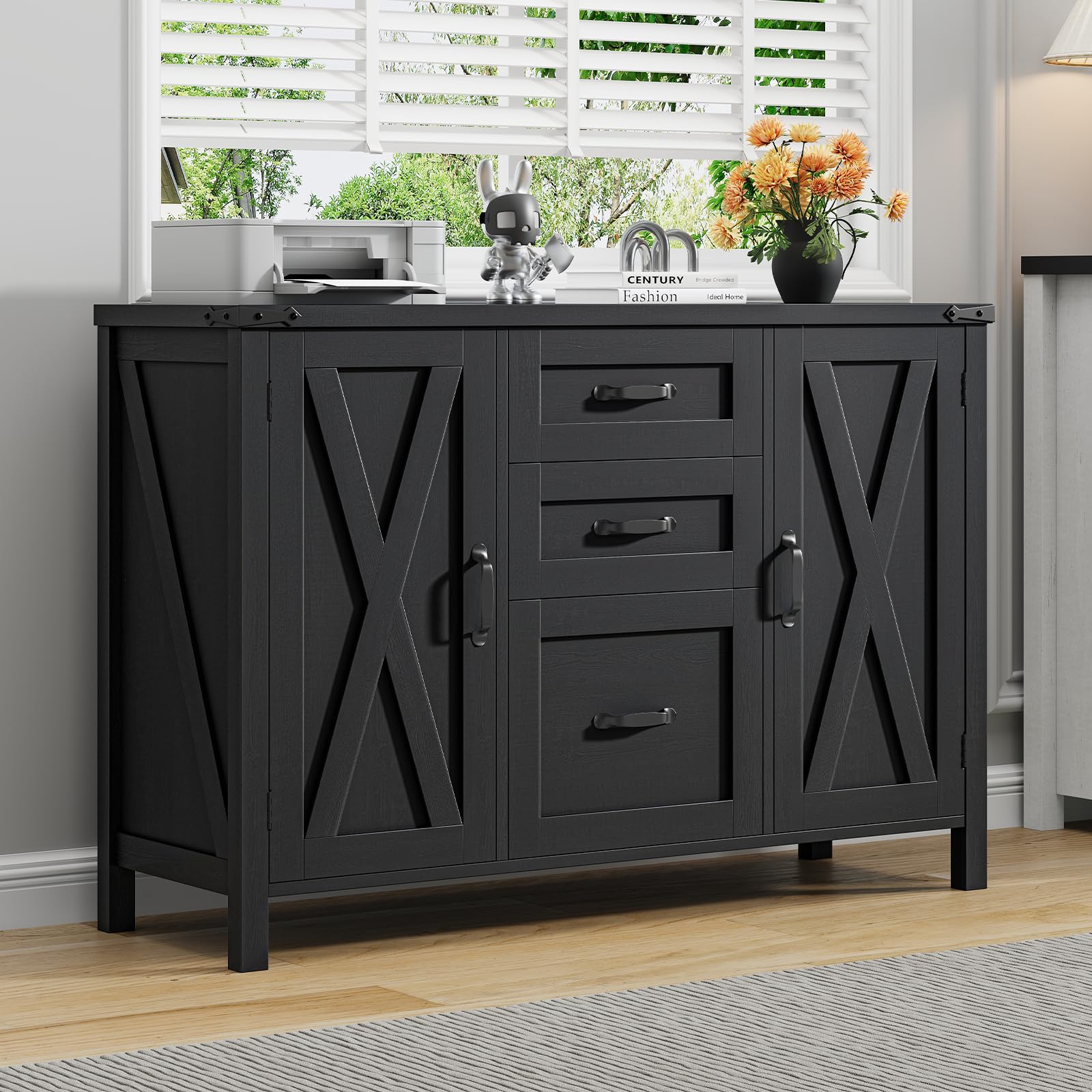 Halitaa 3 Drawer File Cabinet with dimensions
