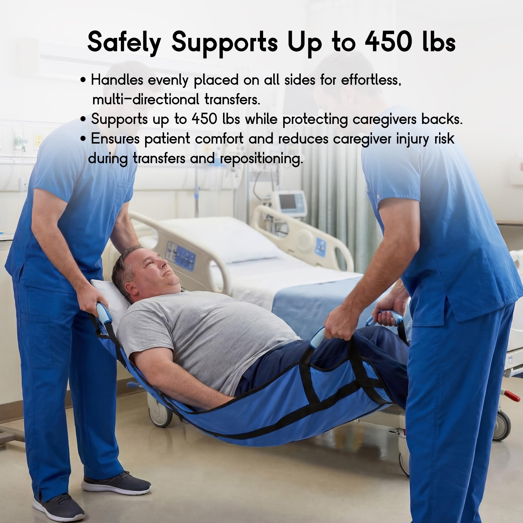 CoolShields Positioning Bed Pad with 8 Reinforced Handles, 34" x 52" Washable Waterproof Transfer & Sliding Sheet for Moving, Turning & Lifting Patients, Elderly, Bedridden & Incontinence Care