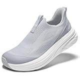AIRHAS Womens Slip On Walking Shoes Breathable Sneakers for Women Lightweight Casual Shoes(Light Grey,11.0)