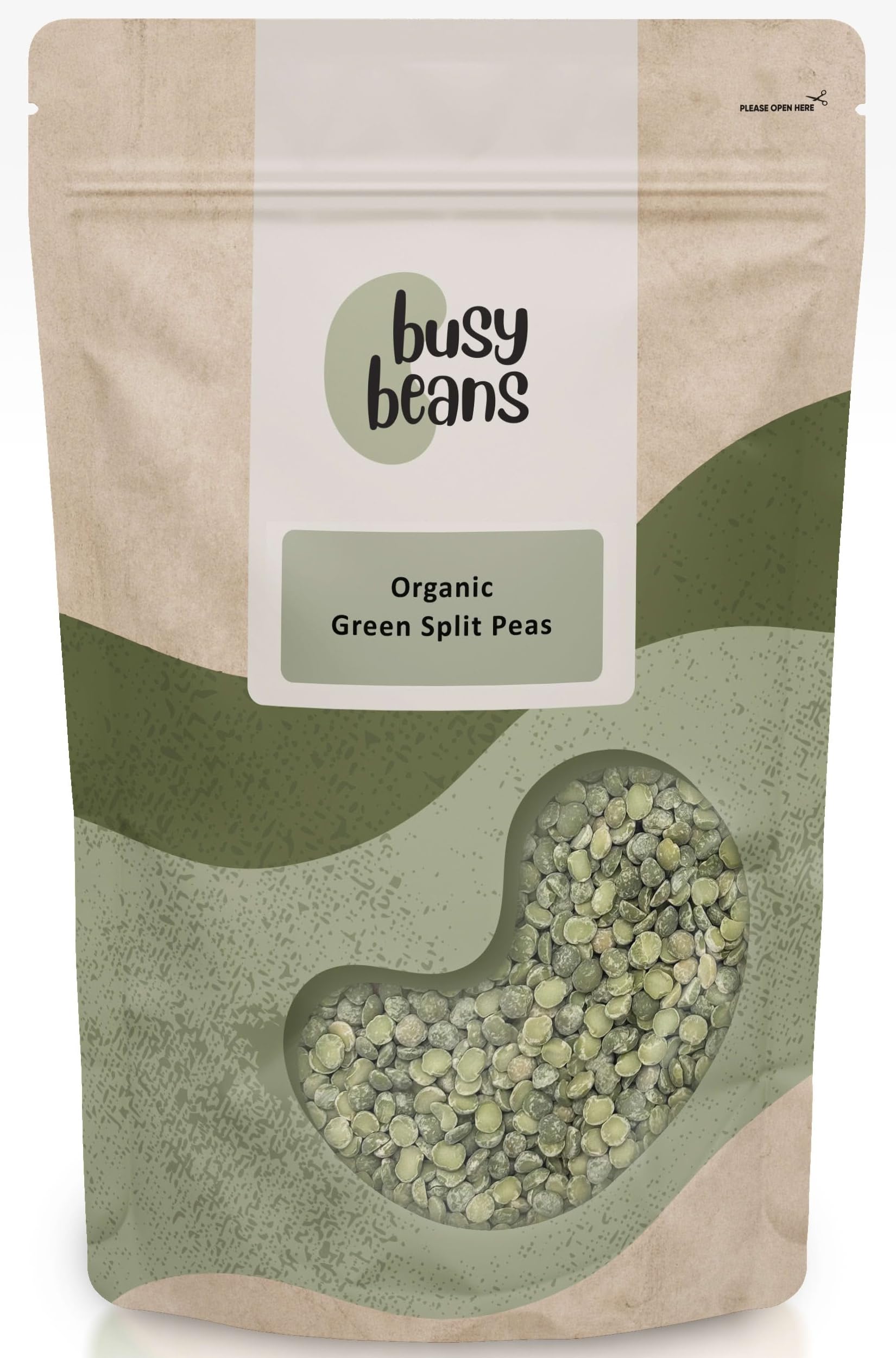 Organic Green Split Peas | Certified Organic | by Busy Beans Organic (500g)