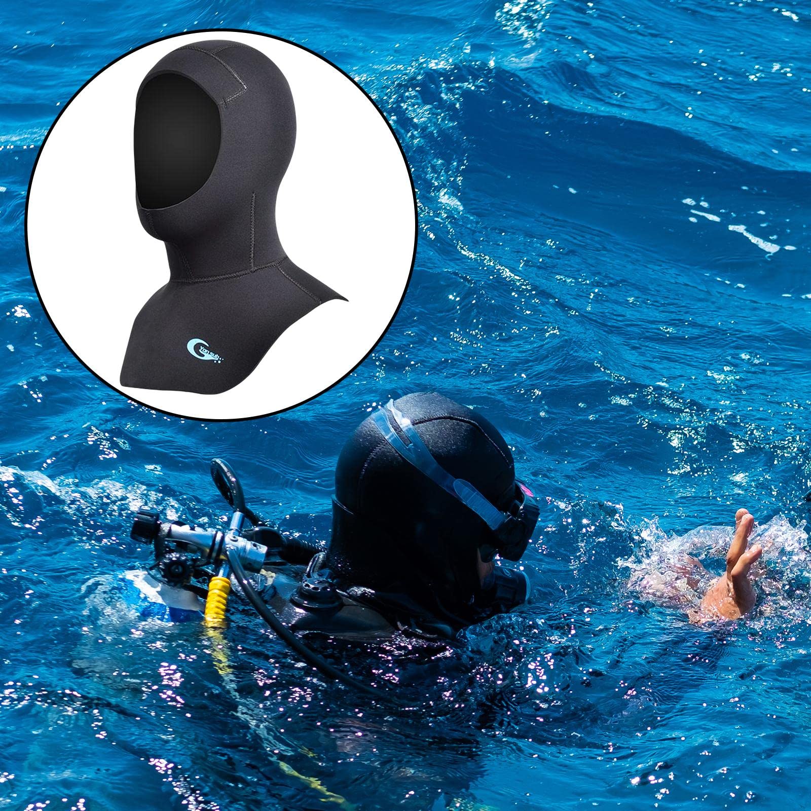 Capucha de Buceo de Neopreno Térmico de 5 Mm, Transpirable E Impermeable, Apta para Hombres, Mujeres Y Adultos para Surf Y Piragüismo.