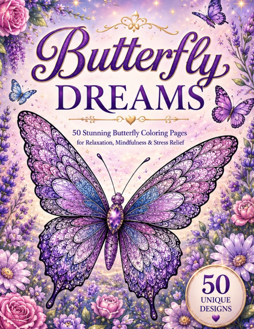 Butterfly Dreams: 50 Stunning Butterfly Coloring Pages for Relaxation, Mindfulness & Stress Relief