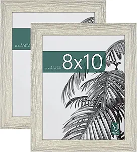 MCS Studio Gallery 8x10 Picture Frame Gray Woodgrain, Vertical & Horizontal Wall Hanging & Easel for Tapletop Display, Rectangle Photo Frame for Photos, Posters & Art Prints (2-Pack)
