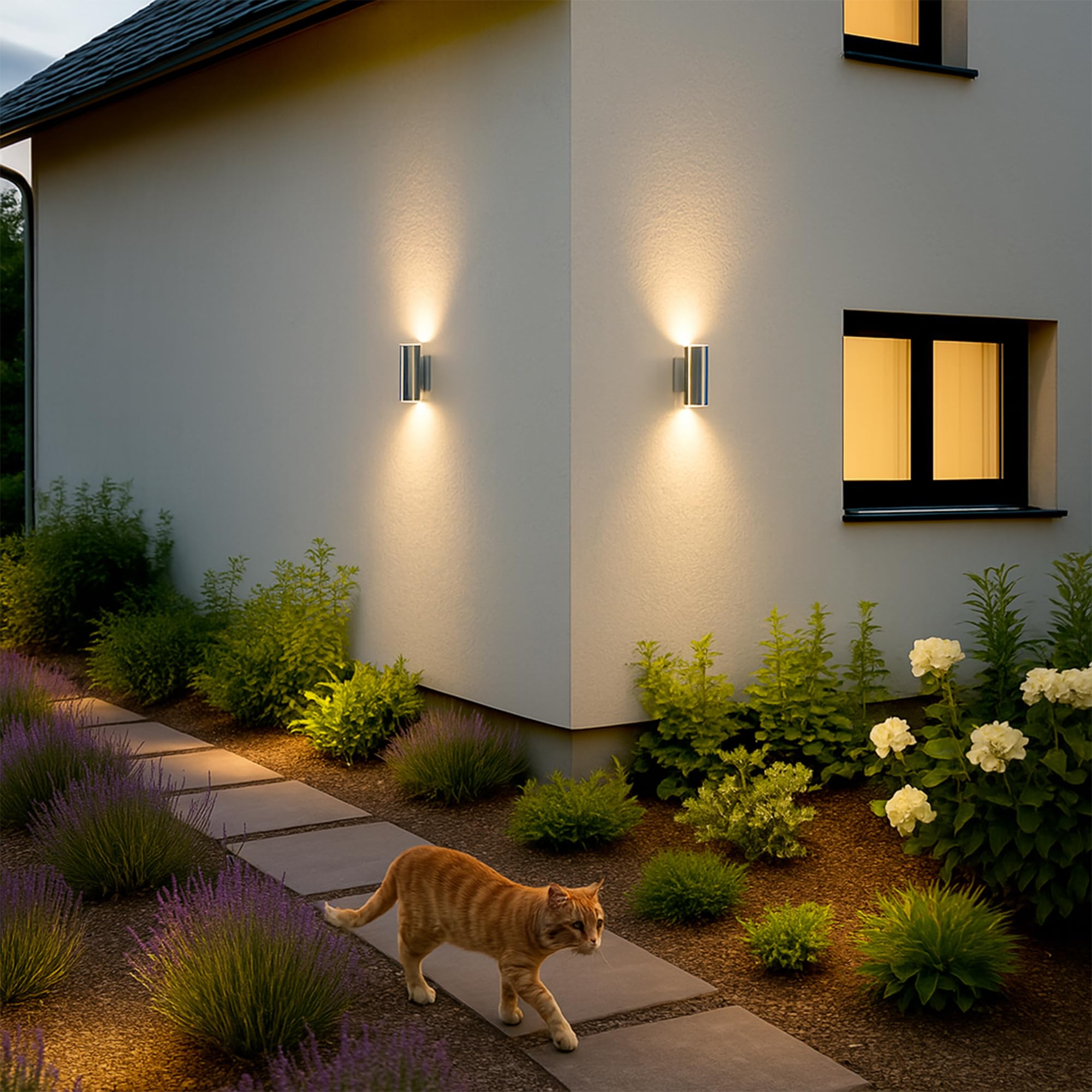 SSC-LUXon 2x TIRA Wandstrahler Wandlampe Up & Down IP44 - inkl. LED Glühbirne 2W warmweiß - Aussenwandleuchte Wandaufbauleuchte