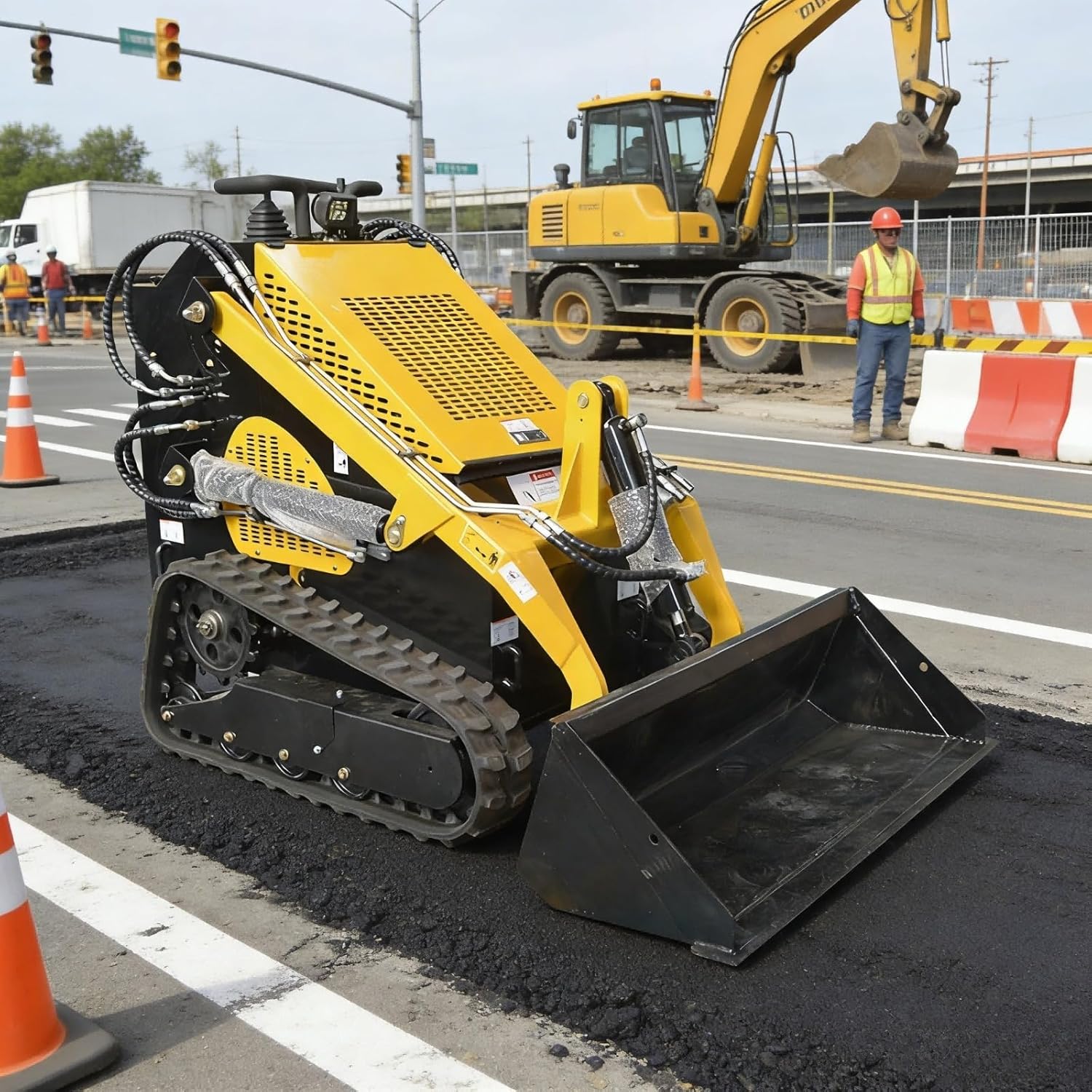 Easy-Operate Tracked Mini Skid Steer Loader Compact Crawler Loader with Wear-Resistant Parts for Urban Street Cleaning, Residential Renovation, and Garden Maintenance