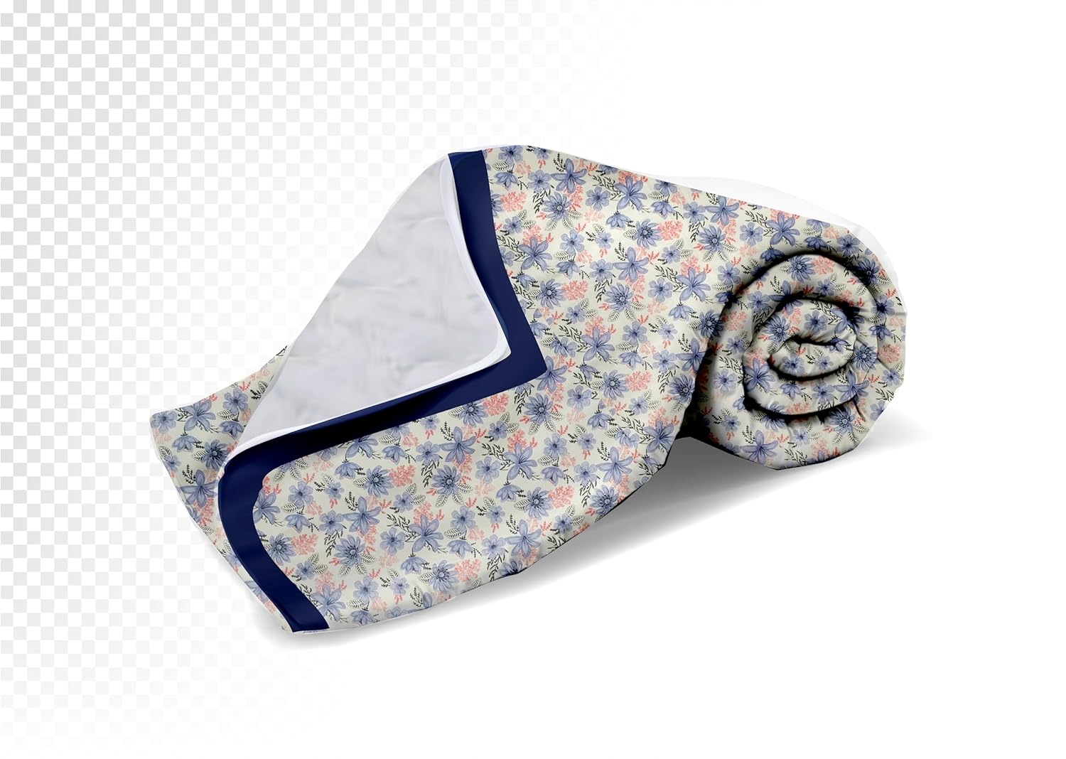 Elan Dreams Fallalen Reversible Double Bed Dohar Quilt Comforter Blanket Lightweight All Weather (Dark Blue Floral)