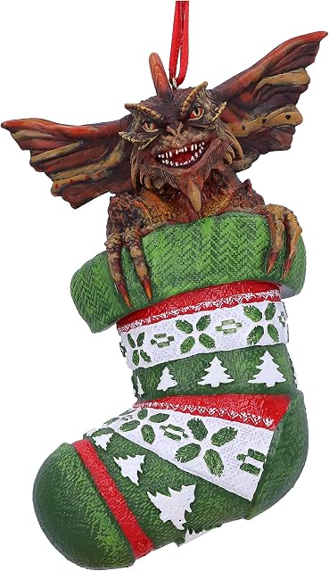 Nemesis Now Gremlins Mohawk in Stocking Hanging Festive Decorative Ornament, Green, 12cm