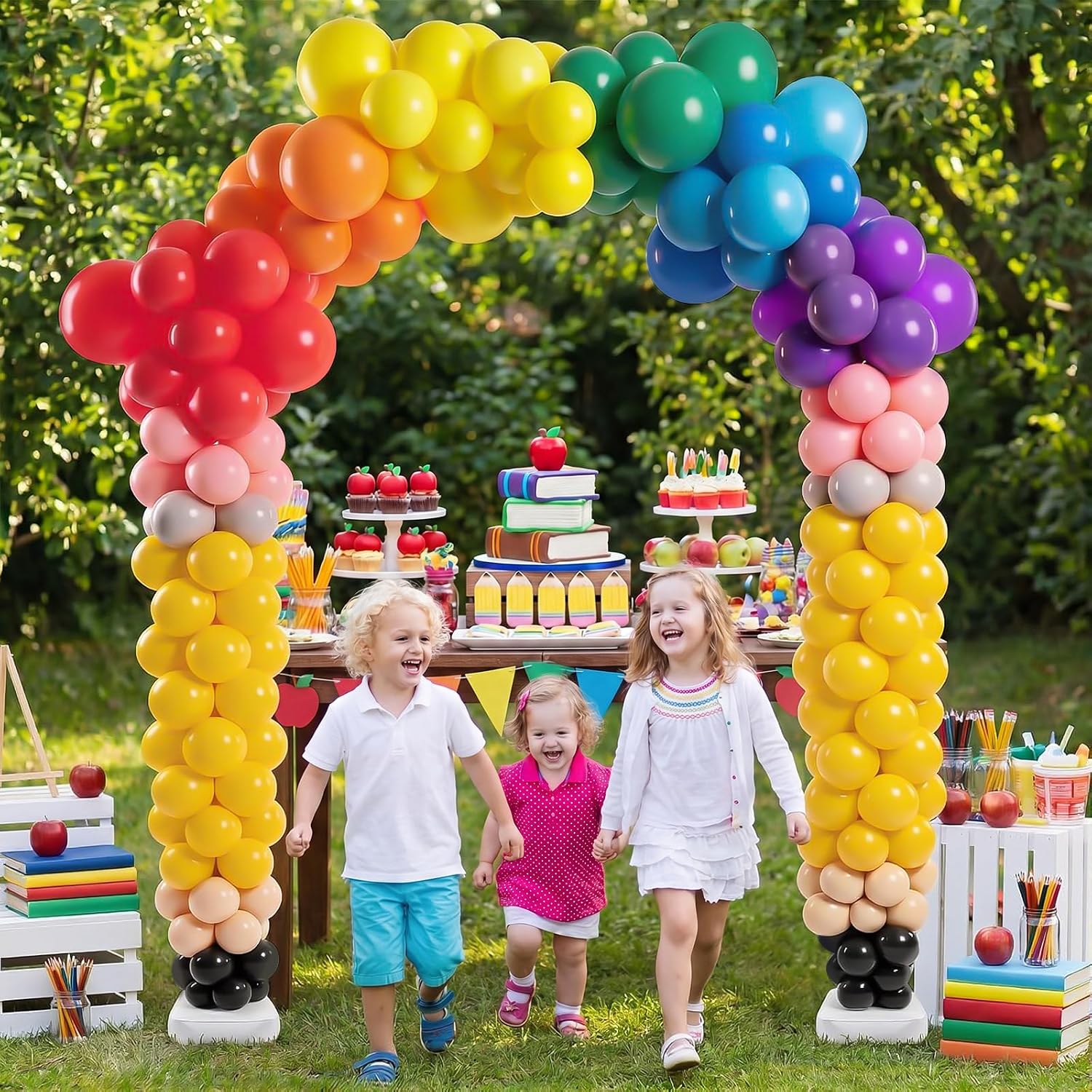 Capoda 306 Pcs Back to School Party Decorations Rainbow Pencil Balloon Arch Kit Yellow Crayon Pencil Balloons for Kindergarten Preschool Classroom First Day of School Party Decor Supplies image 5