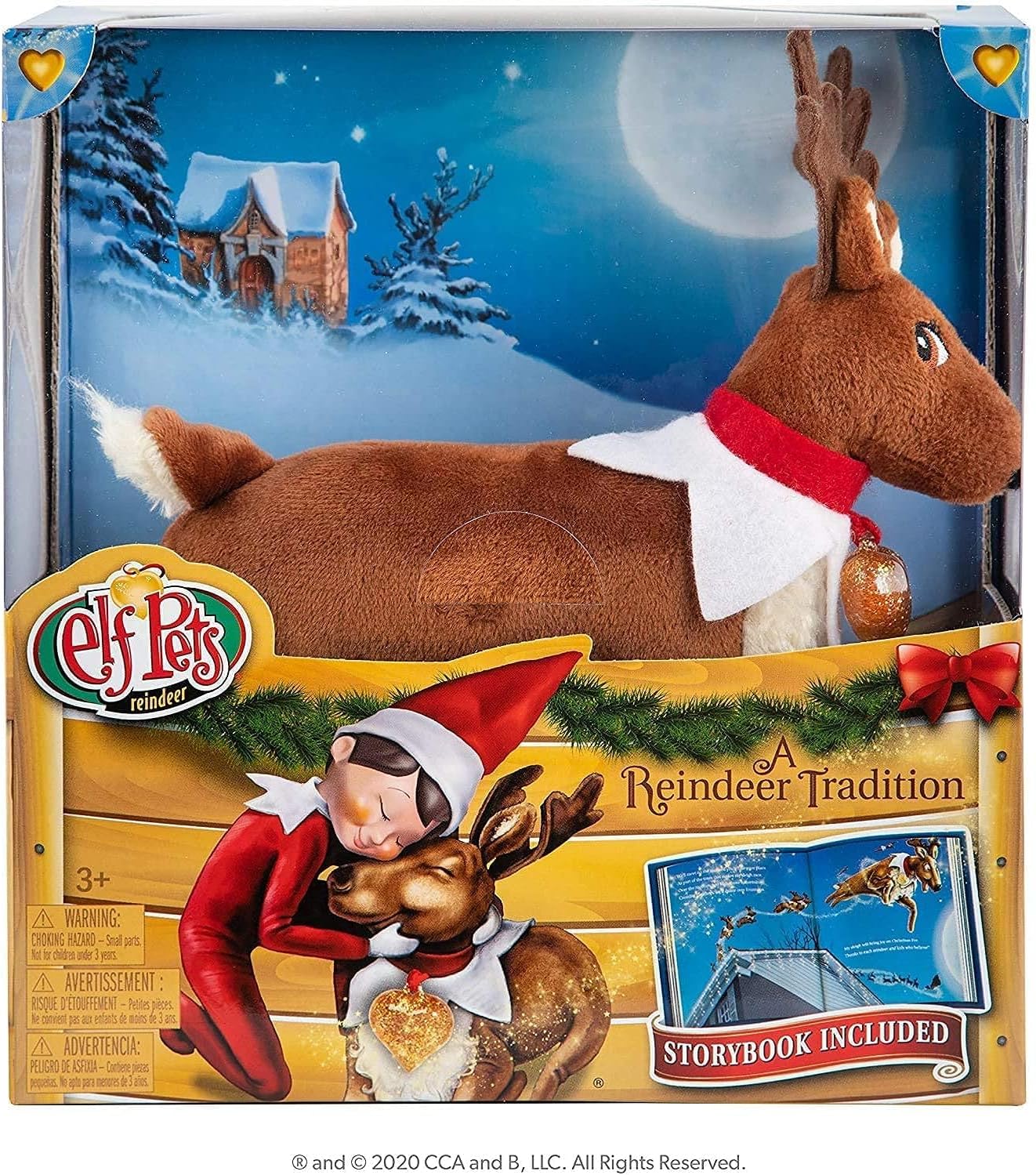 Elf on the Shelf Elf Pets A Reindeer Tradition Includes Beautifully Illustrated Storybook, Huggable Elf Pet Reindeer Stuffed Animal with Golden Heart Charm + Official Adoption Certificate